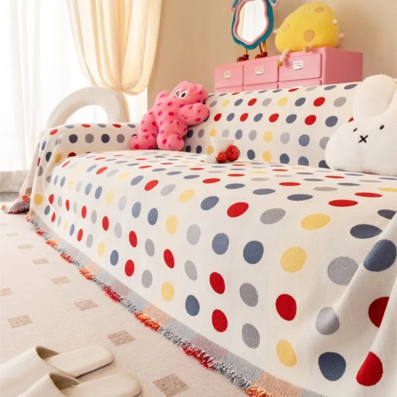 Dopamine Dots Sofa Cover Luxury Cat-Proof Couch Protector All-Season Stretchable Sofa Slipcover for Women Home Decor Living Room